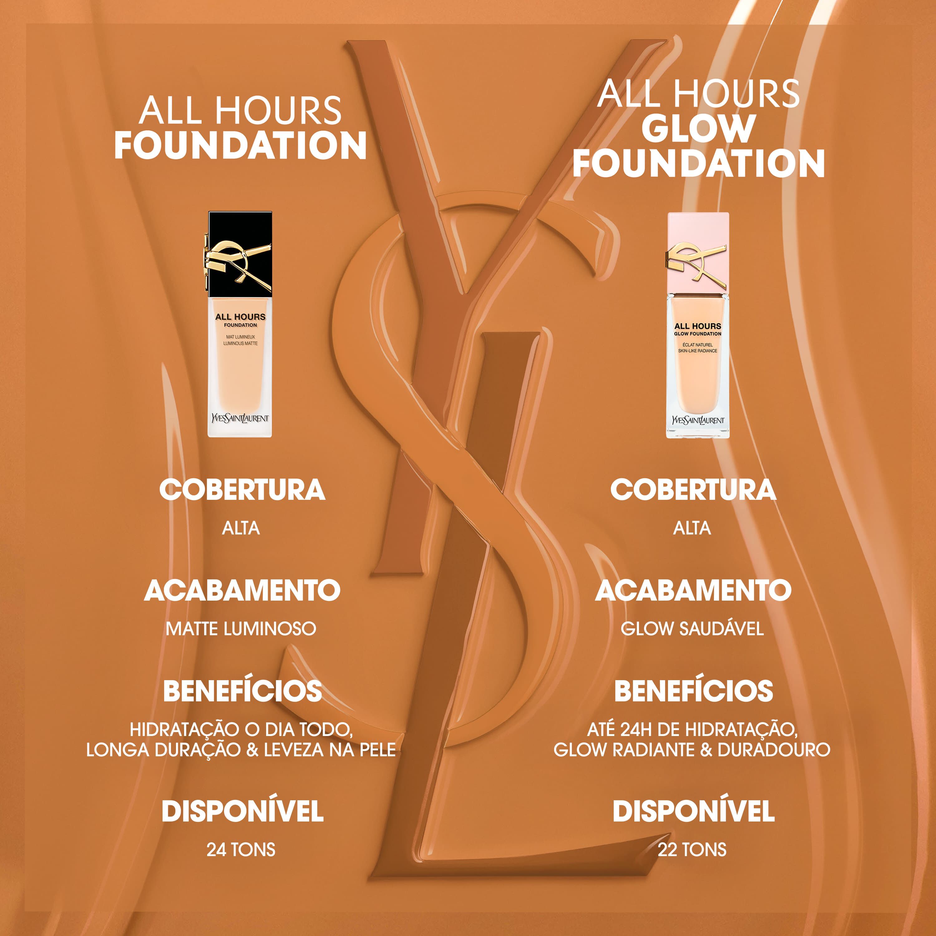 BASE LIQUIDA YSL ALL HOURS FOUNDATION DE ALTA COBERTURA COM ACIDO HIALURONICO