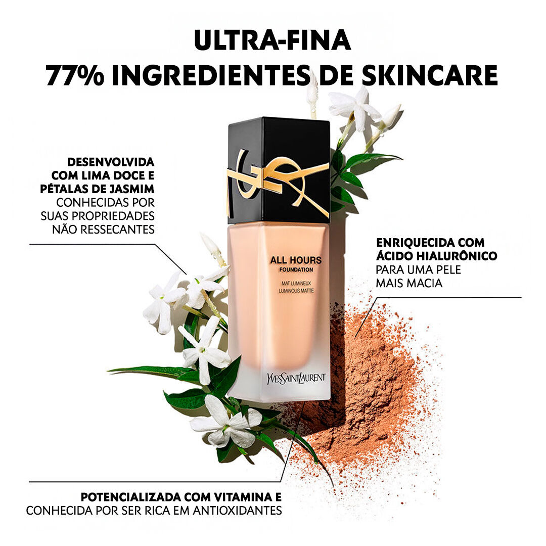 BASE LIQUIDA YSL ALL HOURS FOUNDATION DE ALTA COBERTURA COM ACIDO HIALURONICO