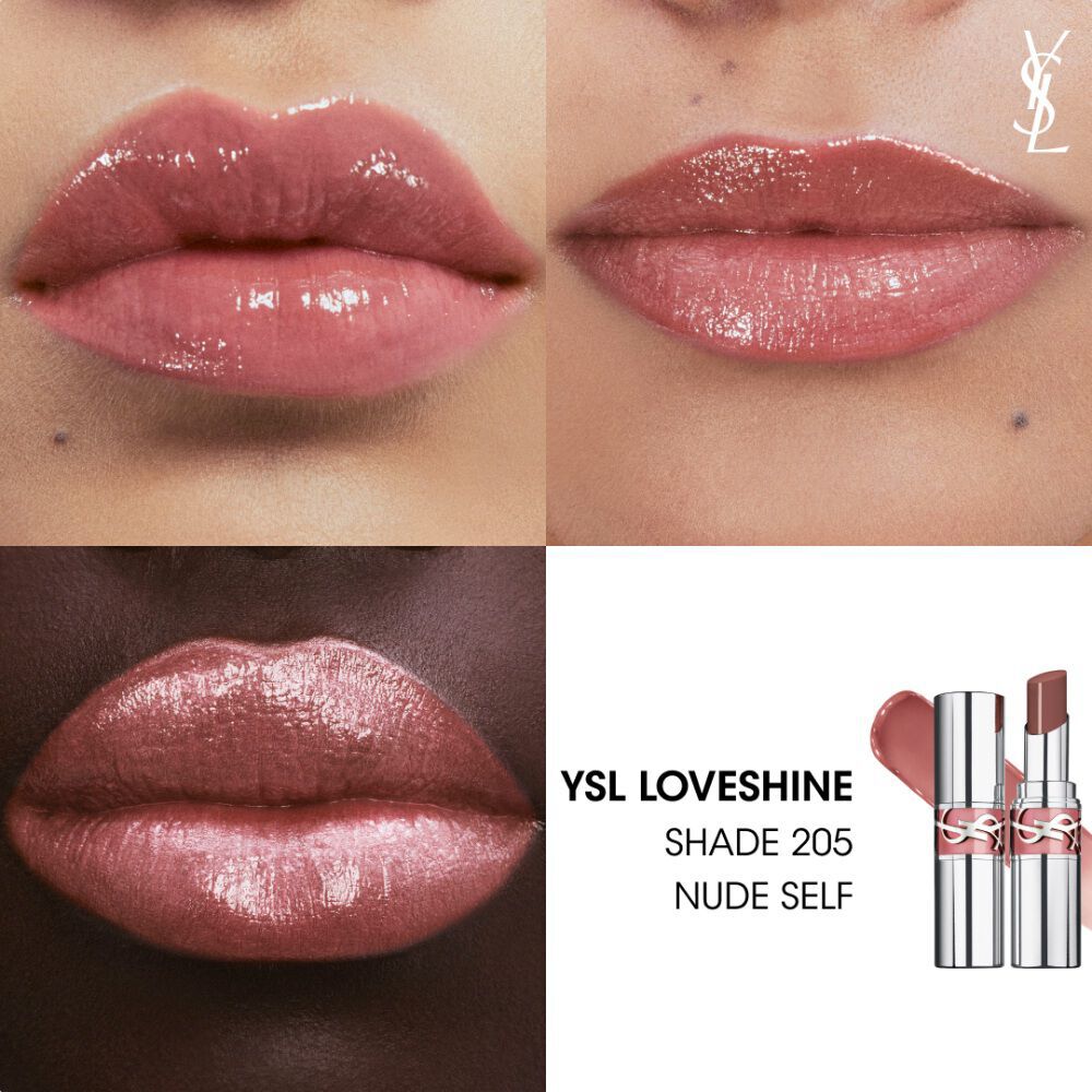 Aplicacao batom hidratante brilhante YSL LOVESHINE